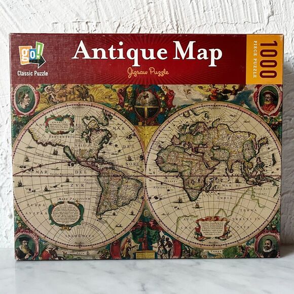 Antique Map 1000 Piece Puzzle by Go! Games 19-1/2" x 30-5/8" - Complete - Picture 1 of 7